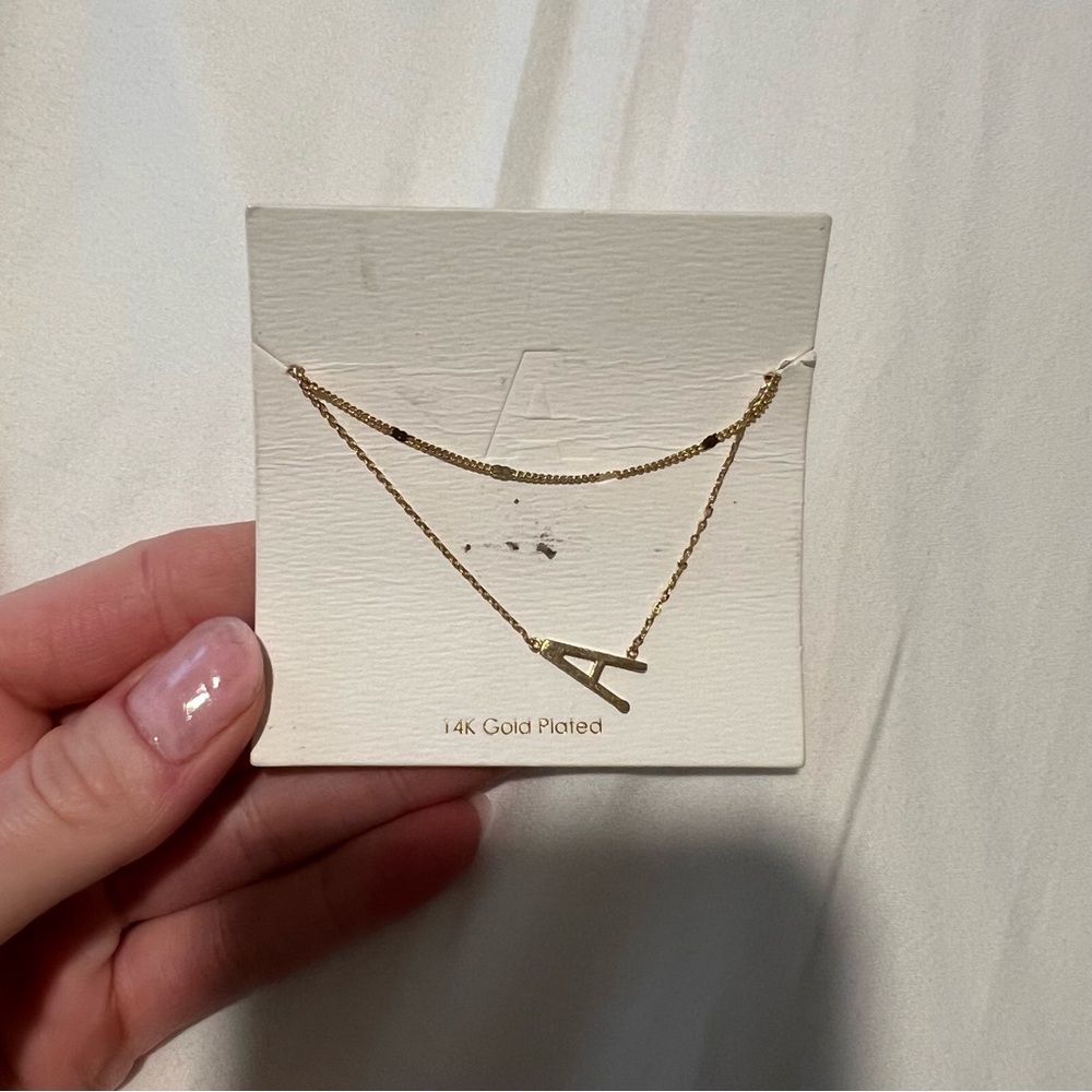 14K Gold Plated A Necklace